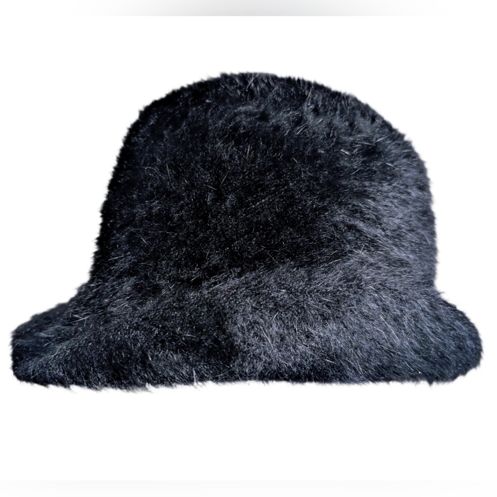Vintage 1960s Rabbit Fur Bucket Hat Turned Up Brim EUC